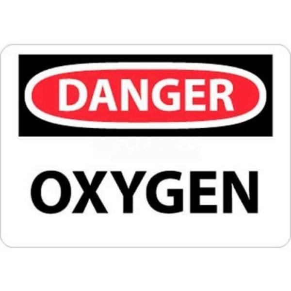 National Marker Co NMC OSHA Sign, Danger Oxygen, 7in X 10in, White/Red/Black D98R